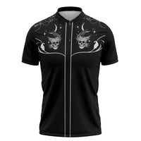 Skull Cowboy Zipper Polo Shirt Western Yoke Style - Wonder Print Shop