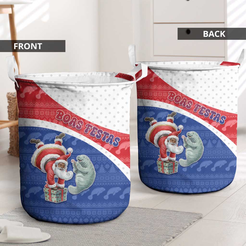 Cape Verde Christmas Laundry Basket Black Santa Clause With The Manatee - Wonder Print Shop