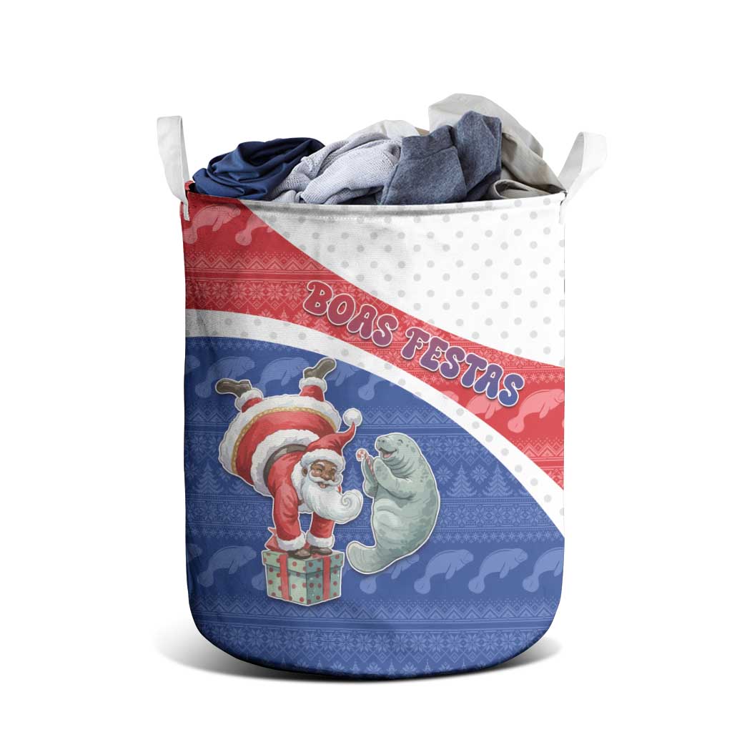 Cape Verde Christmas Laundry Basket Black Santa Clause With The Manatee - Wonder Print Shop