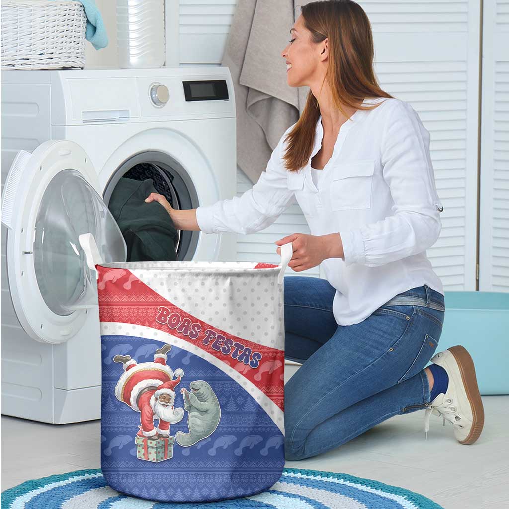 Cape Verde Christmas Laundry Basket Black Santa Clause With The Manatee - Wonder Print Shop