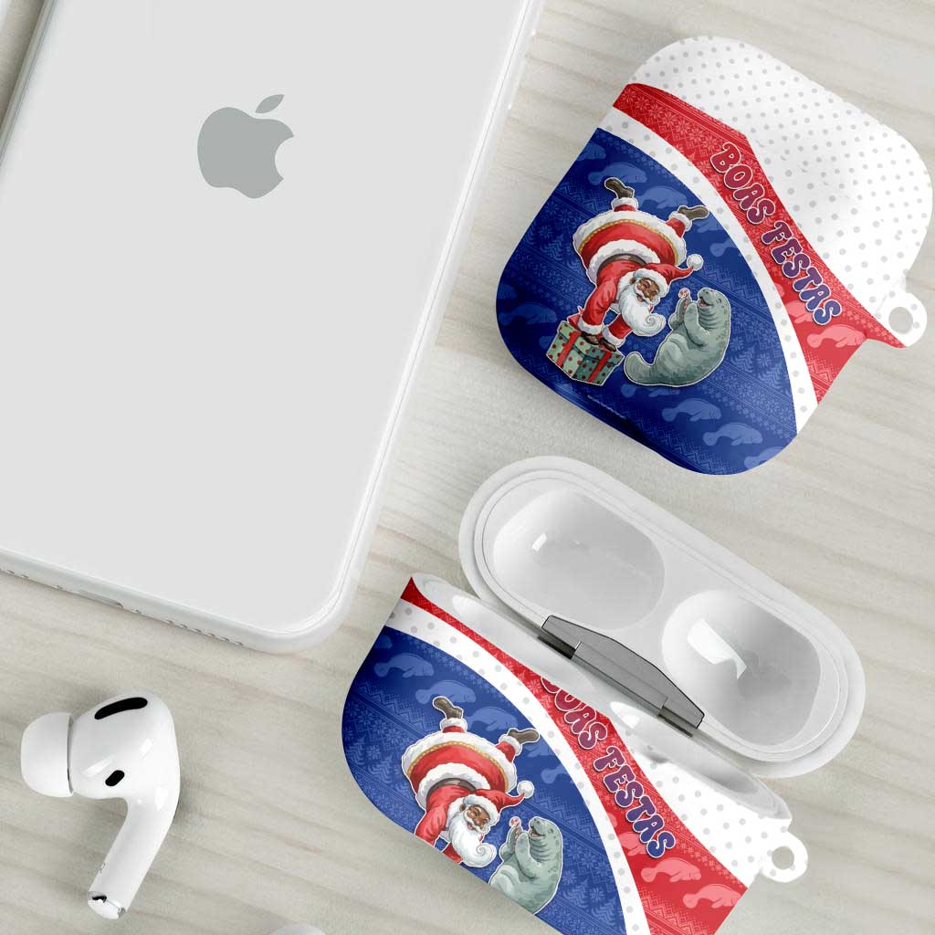 Cape Verde Christmas AirPods Case Black Santa Clause With The Manatee - Wonder Print Shop