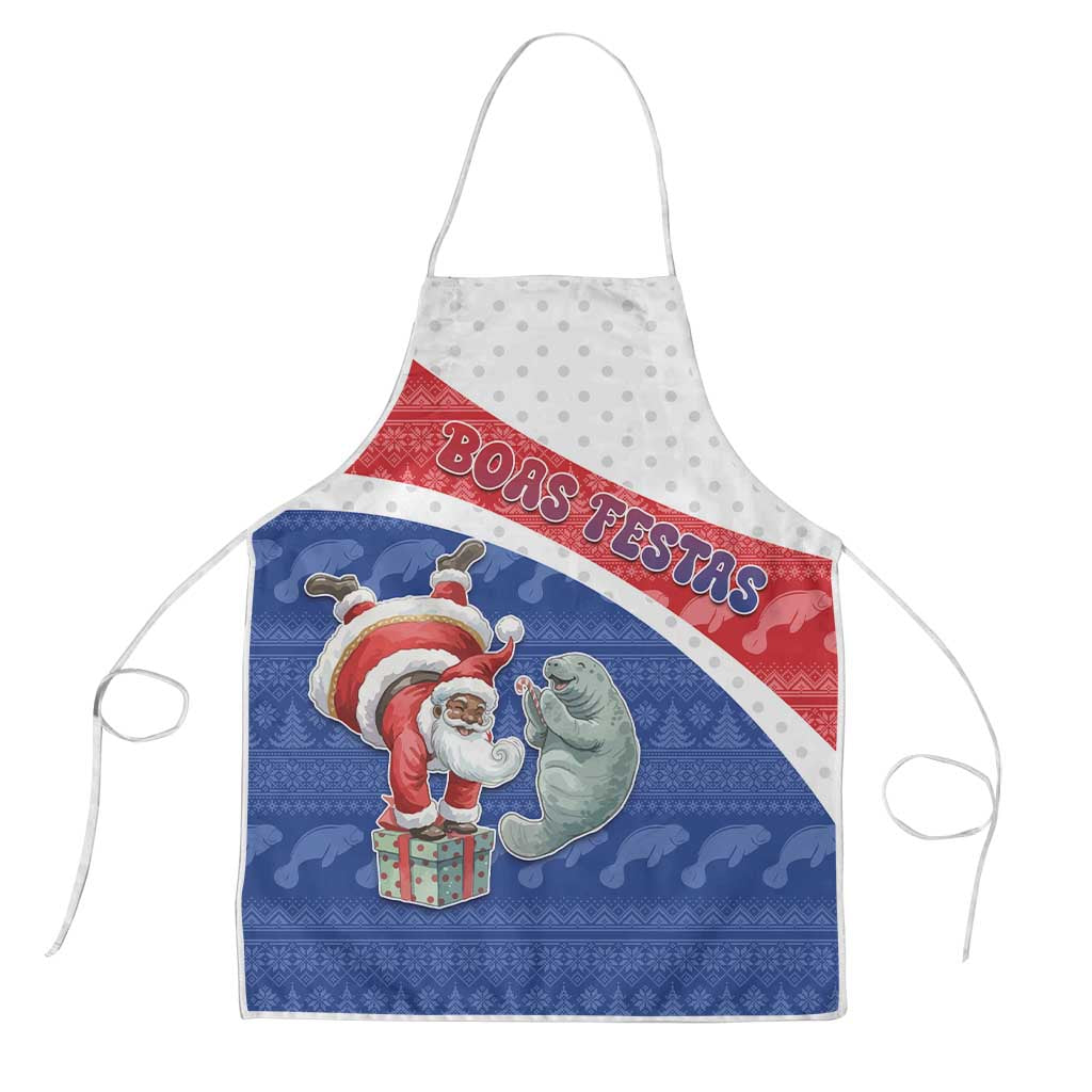 Cape Verde Christmas Apron Black Santa Clause With The Manatee - Wonder Print Shop