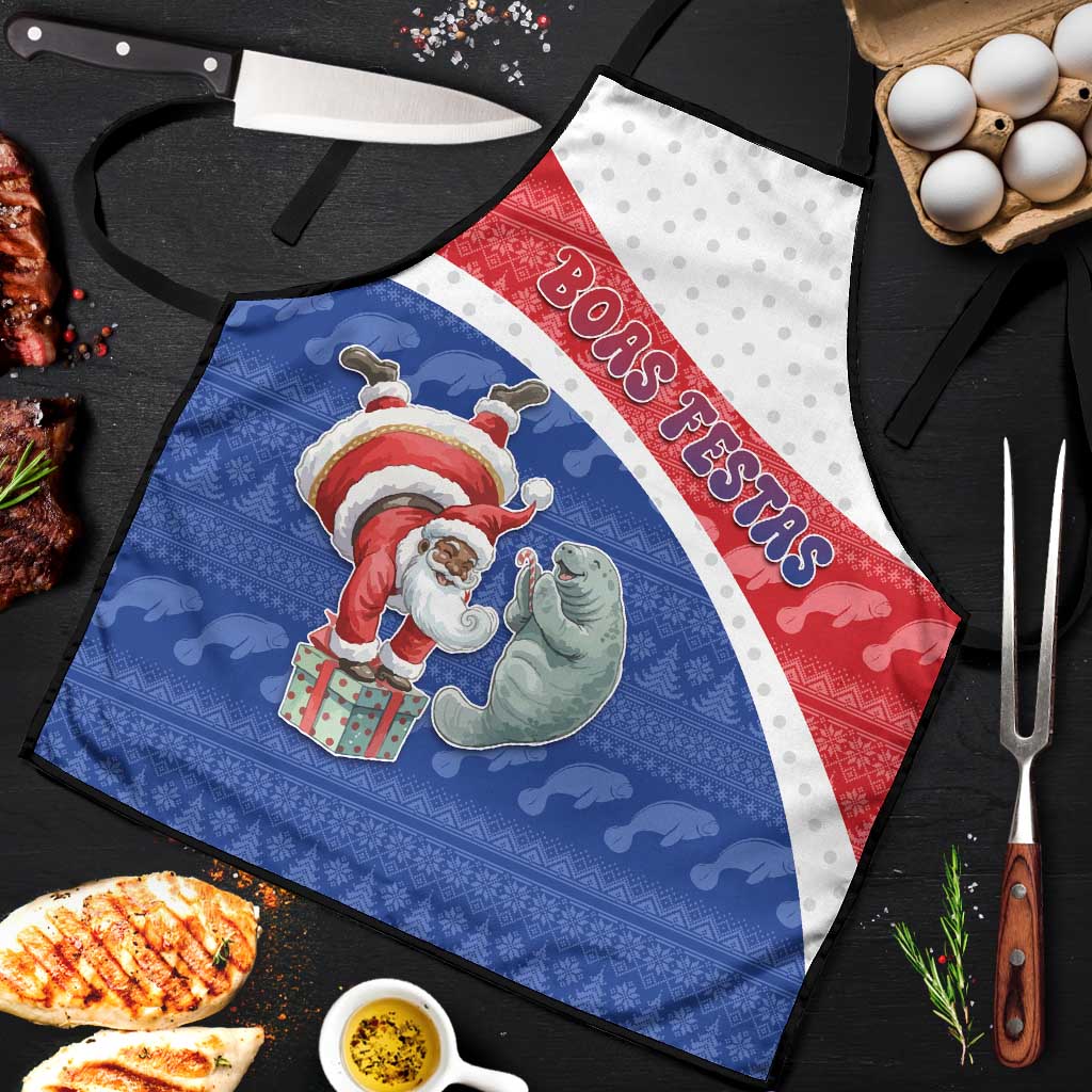 Cape Verde Christmas Apron Black Santa Clause With The Manatee - Wonder Print Shop
