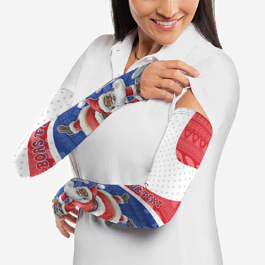 Personalized Cape Verde Christmas Arm Sleeves Black Santa Clause With The Manatee - Wonder Print Shop