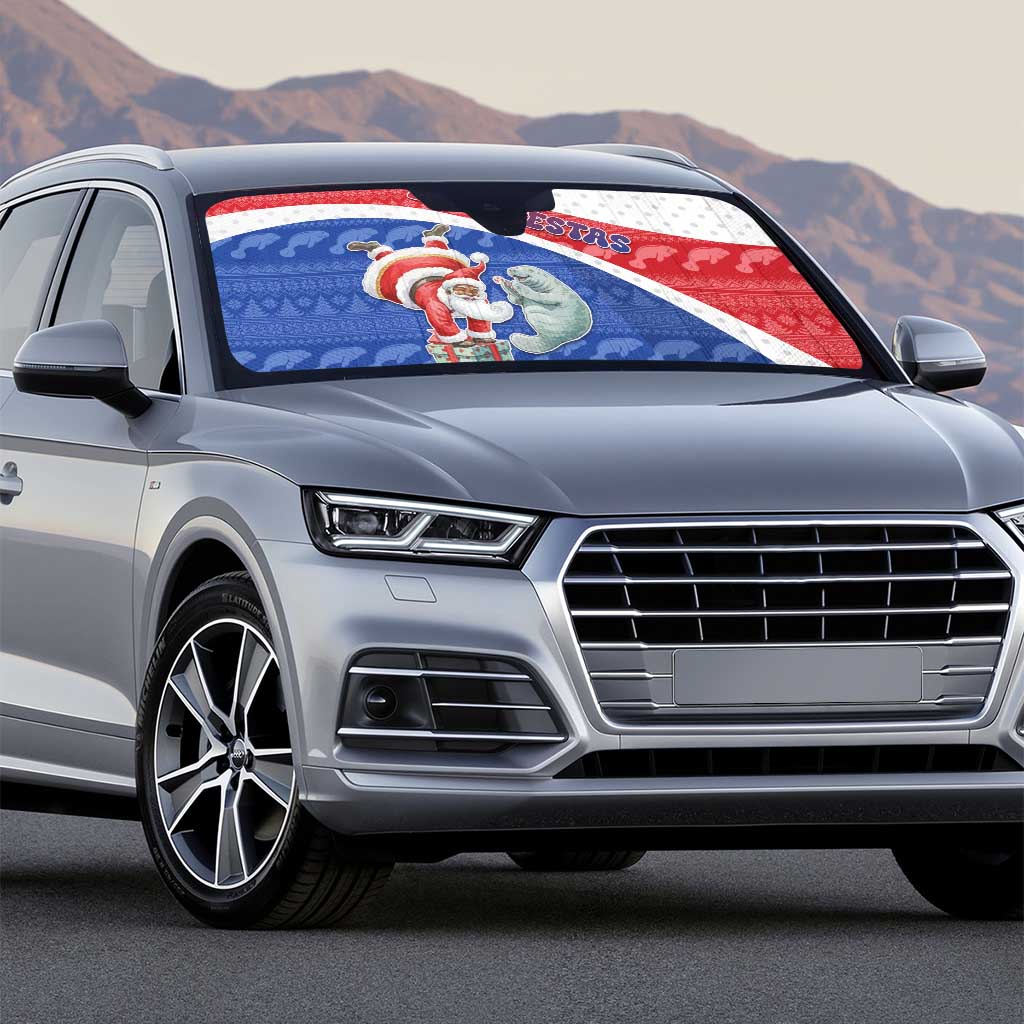 Cape Verde Christmas Auto Sun Shade Black Santa Clause With The Manatee - Wonder Print Shop