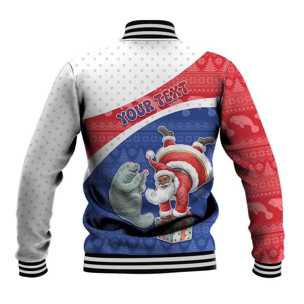 Personalized Cape Verde Christmas Baseball Jacket Black Santa Clause With The Manatee - Wonder Print Shop