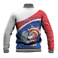 Personalized Cape Verde Christmas Baseball Jacket Black Santa Clause With The Manatee - Wonder Print Shop