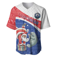 Personalized Cape Verde Christmas Baseball Jersey Black Santa Clause With The Manatee - Wonder Print Shop