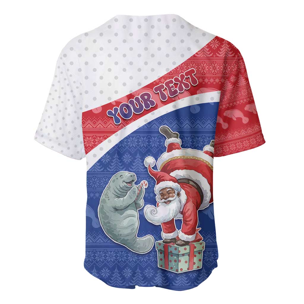 Personalized Cape Verde Christmas Baseball Jersey Black Santa Clause With The Manatee - Wonder Print Shop