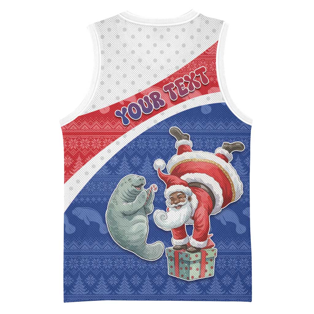 Personalized Cape Verde Christmas Basketball Jersey Black Santa Clause With The Manatee - Wonder Print Shop