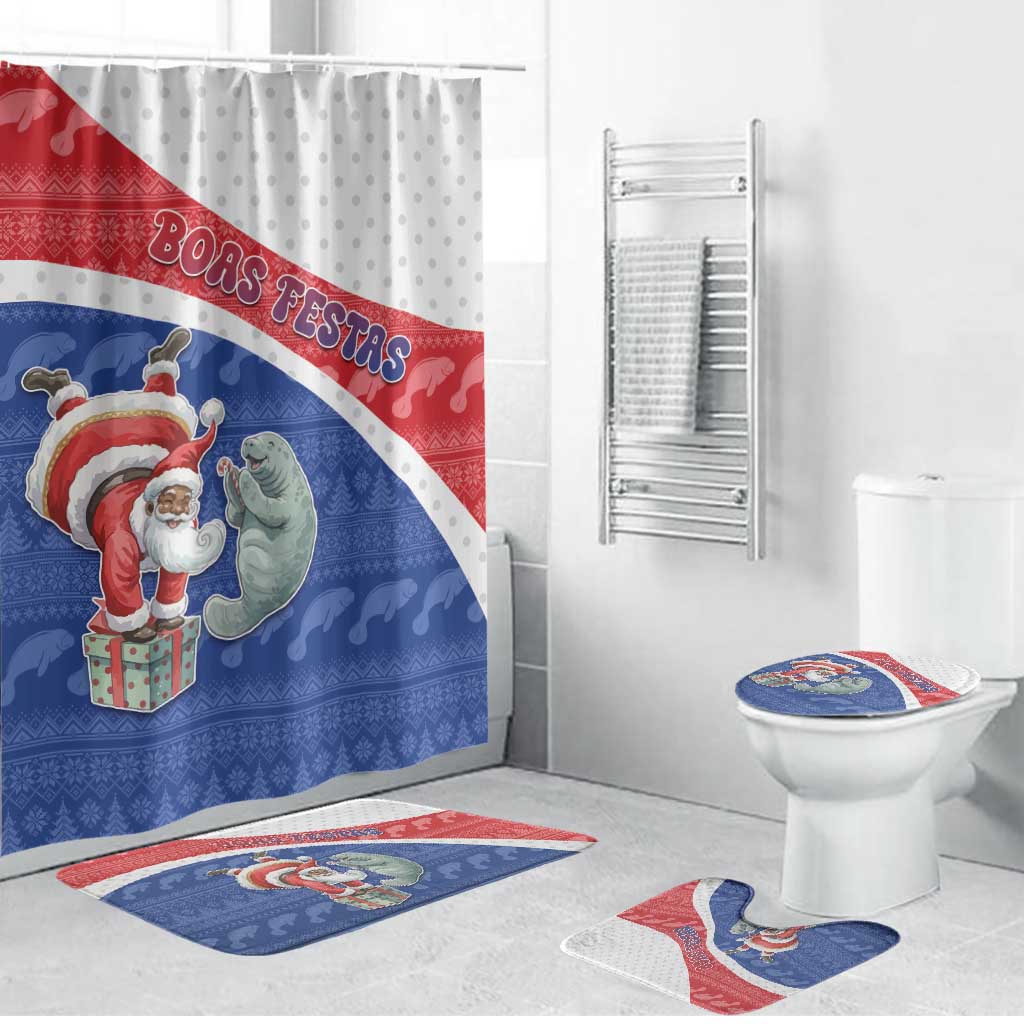 Cape Verde Christmas Bathroom Set Black Santa Clause With The Manatee - Wonder Print Shop