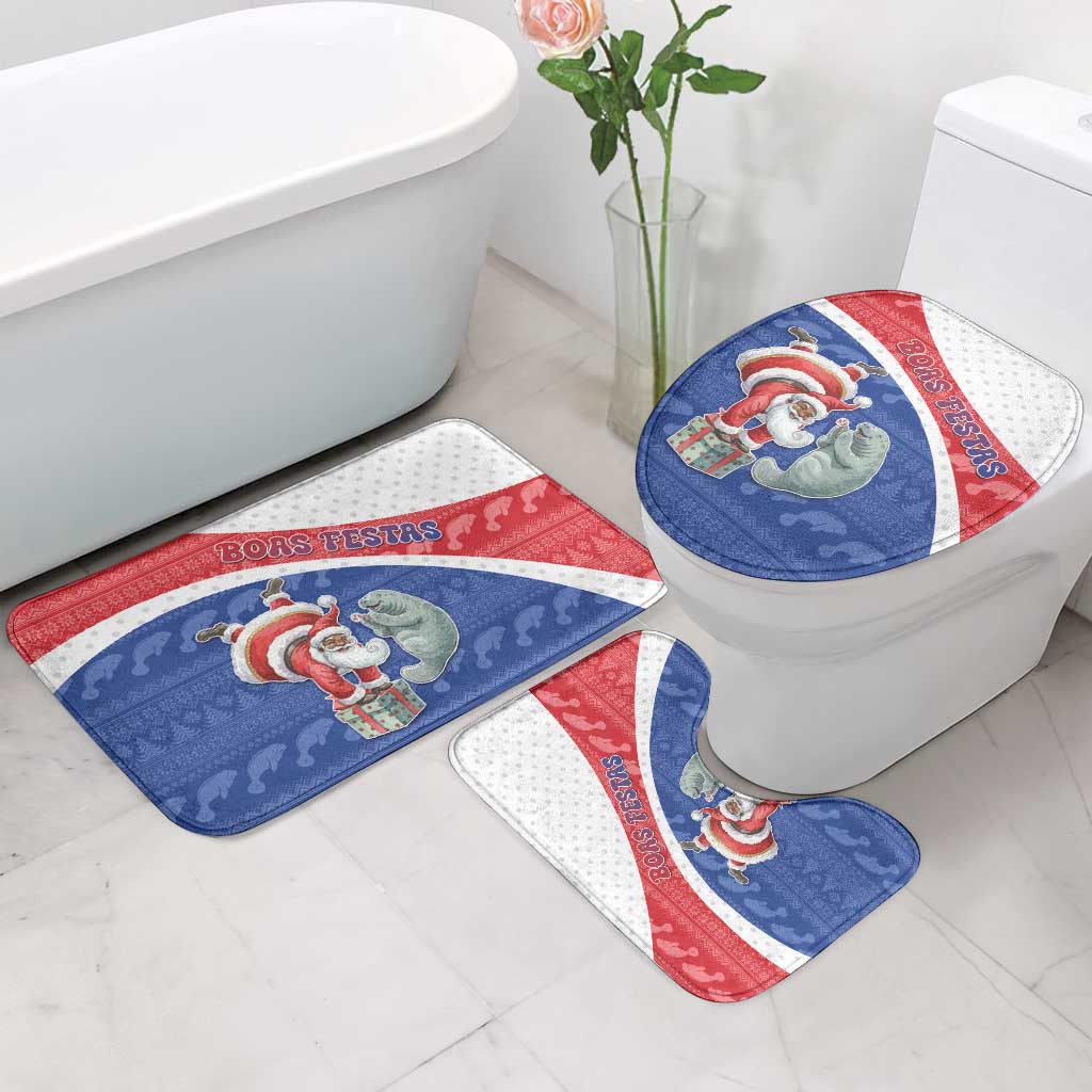 Cape Verde Christmas Bathroom Set Black Santa Clause With The Manatee - Wonder Print Shop