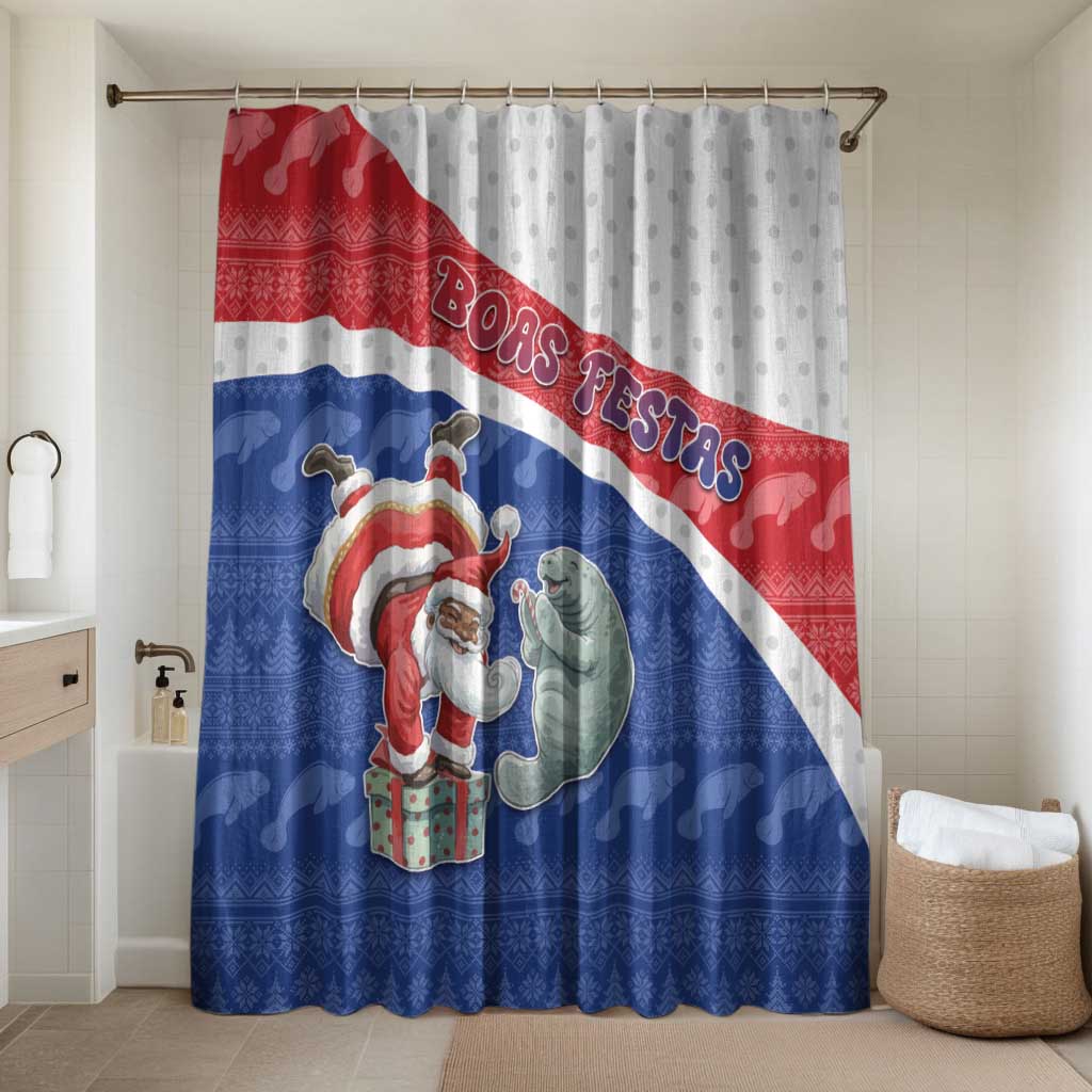 Cape Verde Christmas Bathroom Set Black Santa Clause With The Manatee - Wonder Print Shop
