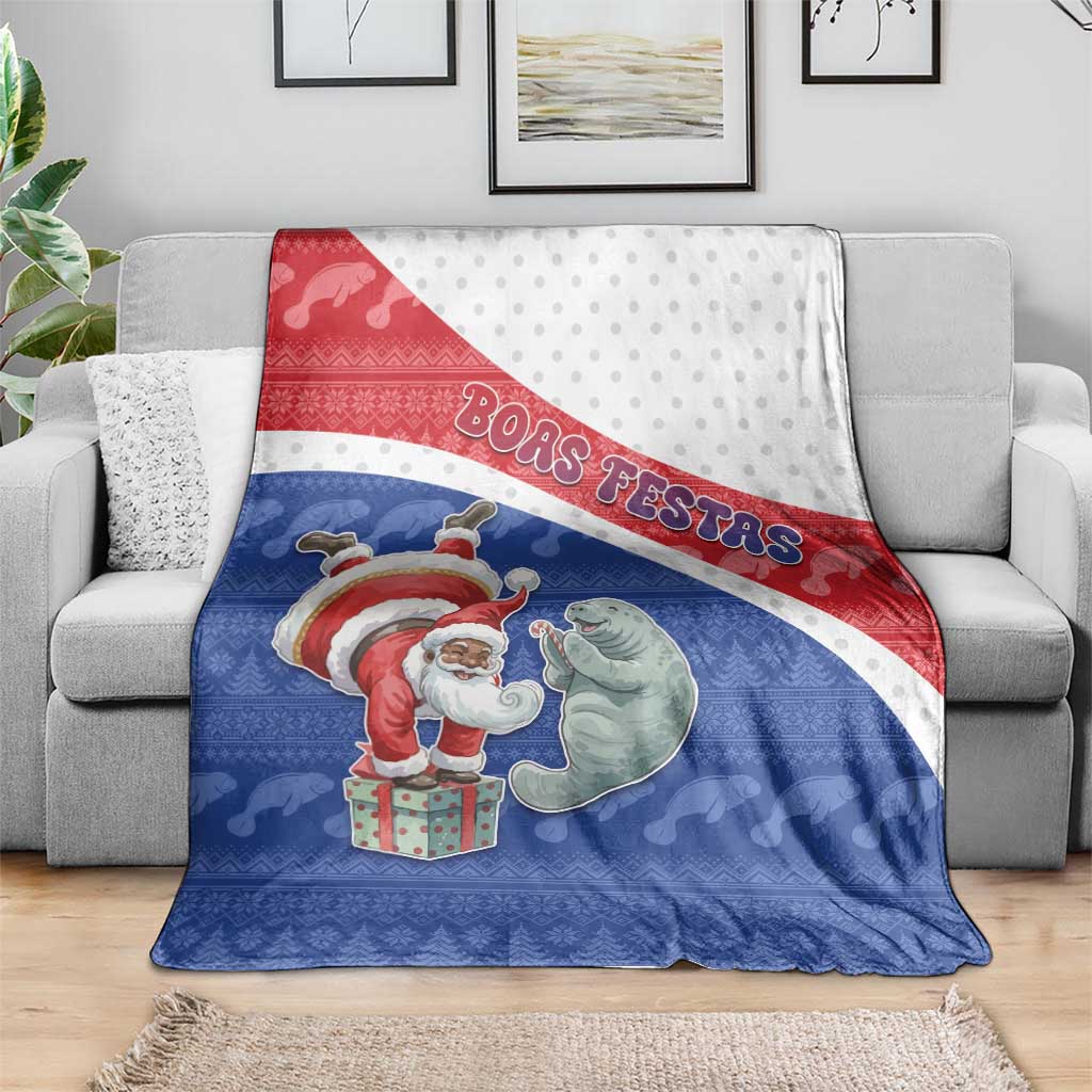 Cape Verde Christmas Blanket Black Santa Clause With The Manatee - Wonder Print Shop