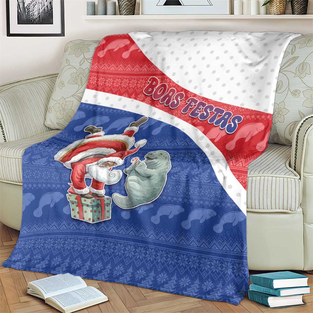 Cape Verde Christmas Blanket Black Santa Clause With The Manatee - Wonder Print Shop