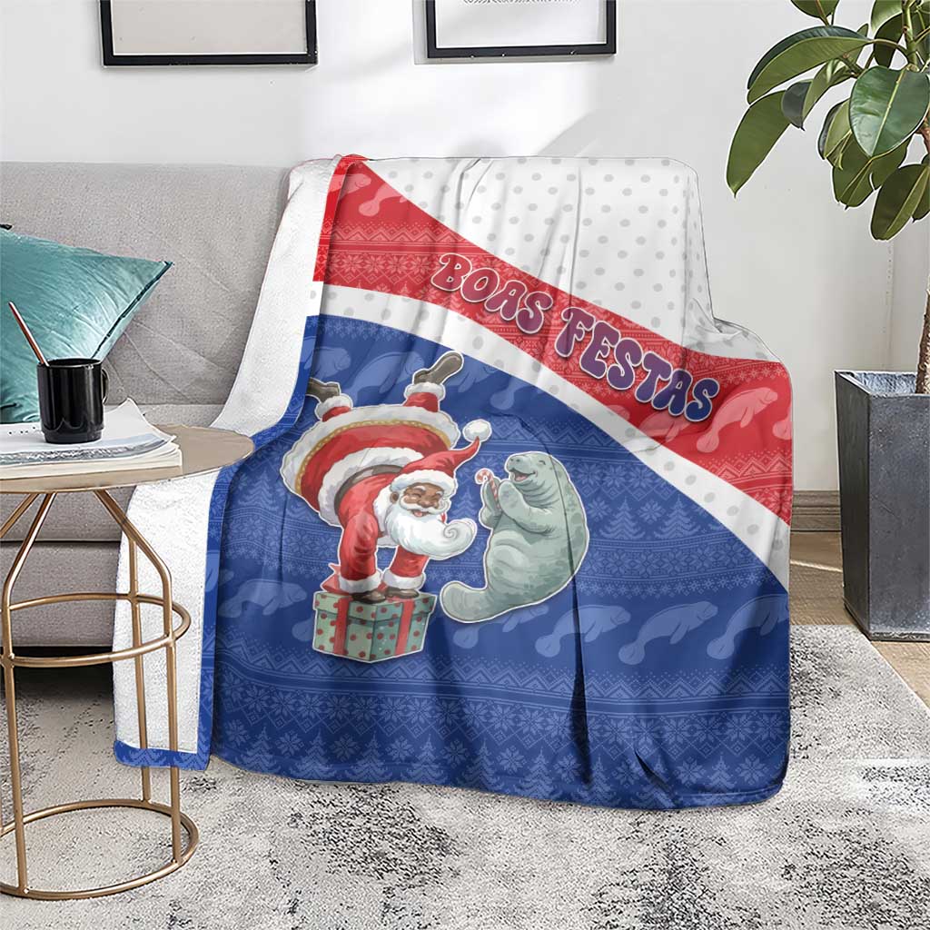 Cape Verde Christmas Blanket Black Santa Clause With The Manatee - Wonder Print Shop