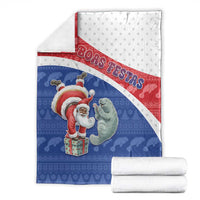 Cape Verde Christmas Blanket Black Santa Clause With The Manatee - Wonder Print Shop