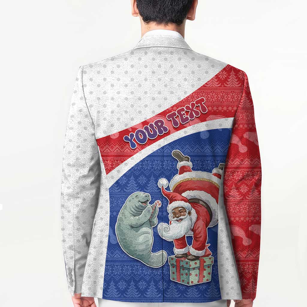 Personalized Cape Verde Christmas Blazer Black Santa Clause With The Manatee - Wonder Print Shop