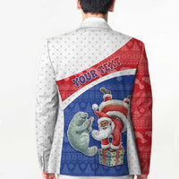 Personalized Cape Verde Christmas Blazer Black Santa Clause With The Manatee - Wonder Print Shop