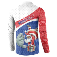 Personalized Cape Verde Christmas Button Sweatshirt Black Santa Clause With The Manatee - Wonder Print Shop