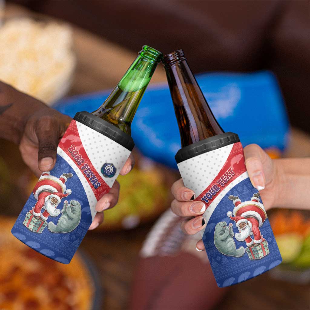 Personalized Cape Verde Christmas 4 in 1 Can Cooler Tumbler Black Santa Clause With The Manatee - Wonder Print Shop