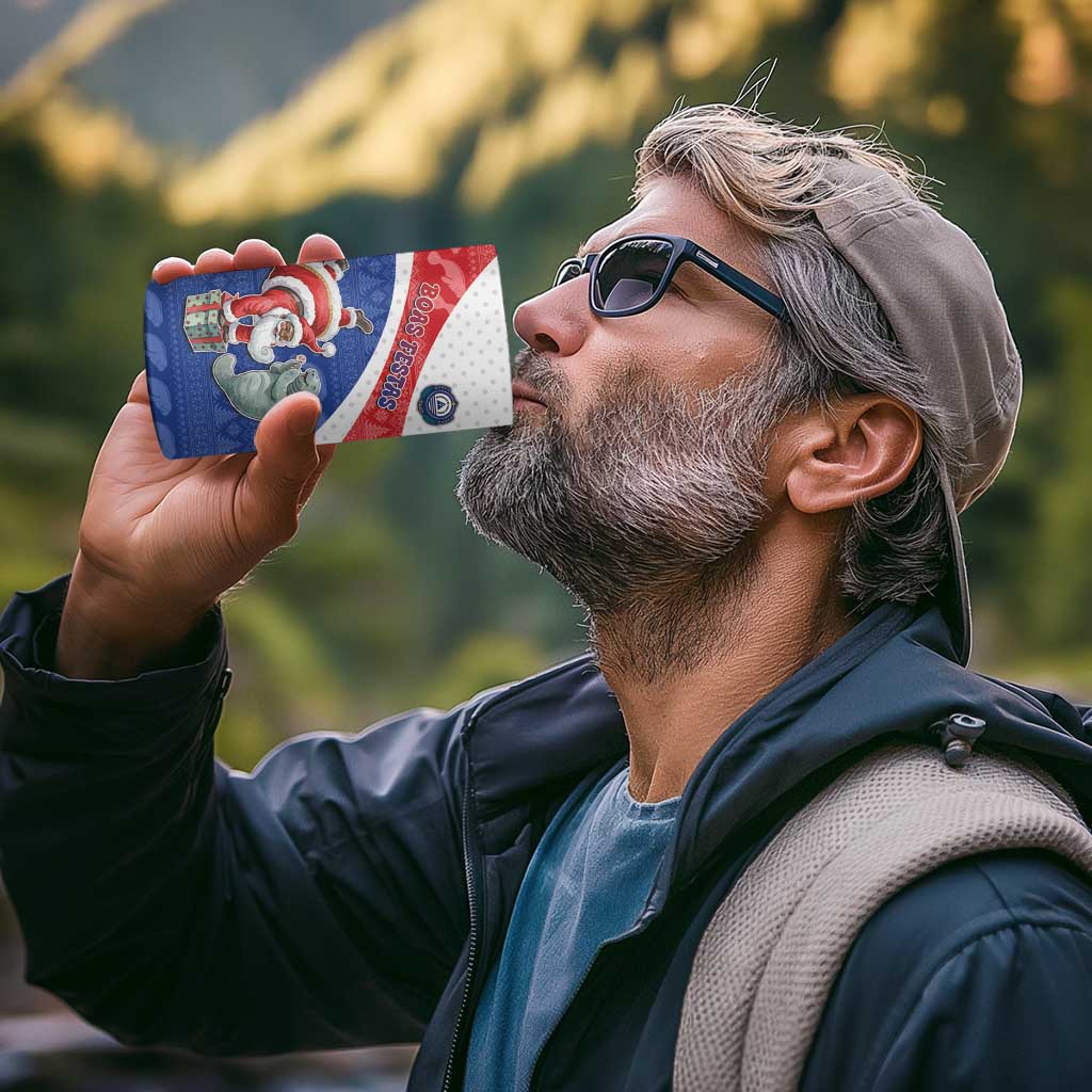 Personalized Cape Verde Christmas 4 in 1 Can Cooler Tumbler Black Santa Clause With The Manatee - Wonder Print Shop