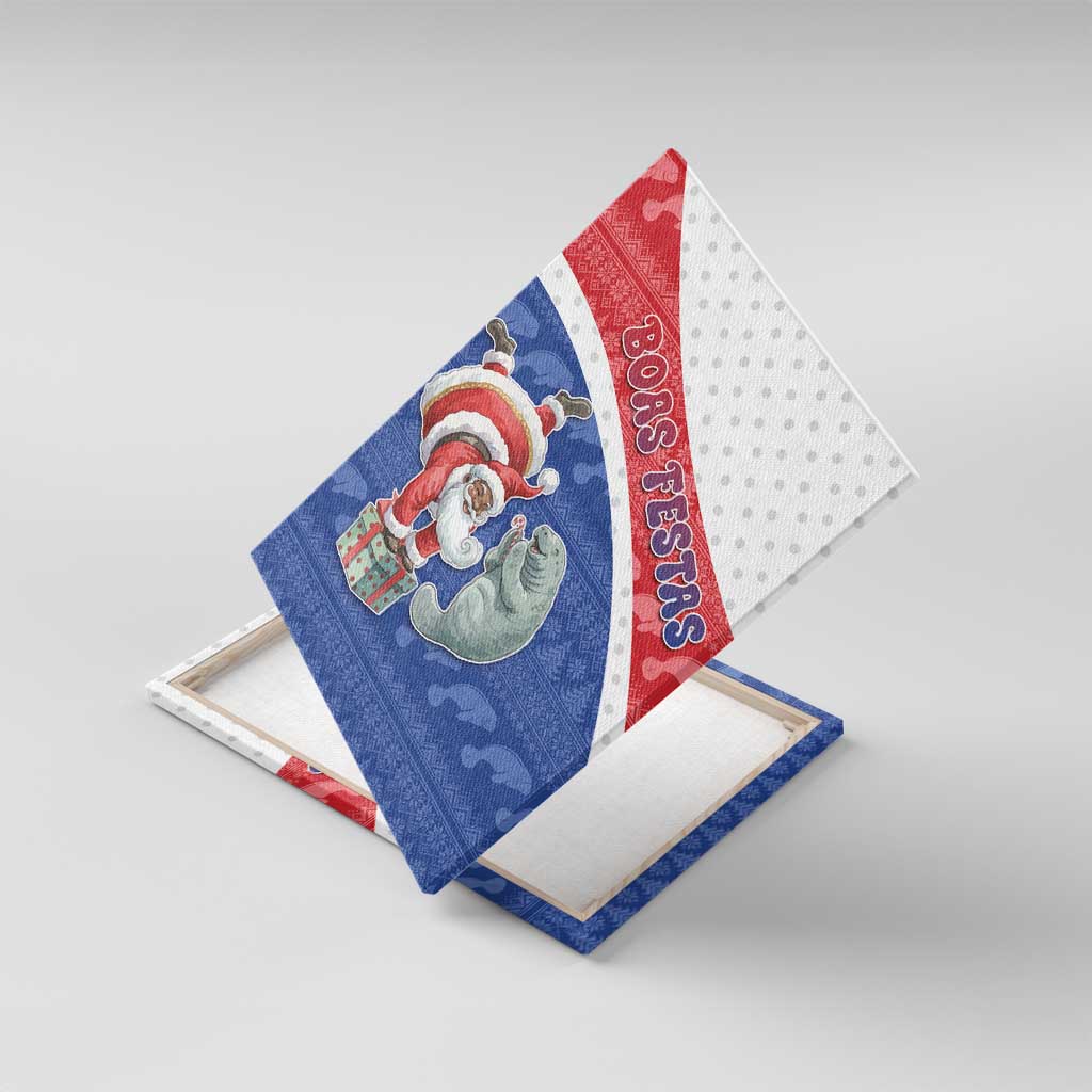 Cape Verde Christmas Canvas Wall Art Black Santa Clause With The Manatee - Wonder Print Shop