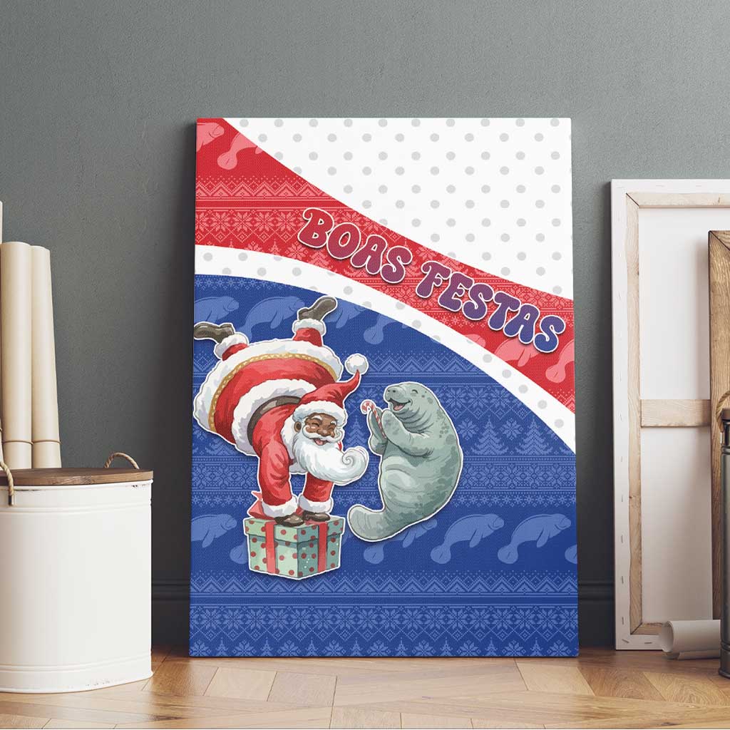 Cape Verde Christmas Canvas Wall Art Black Santa Clause With The Manatee - Wonder Print Shop
