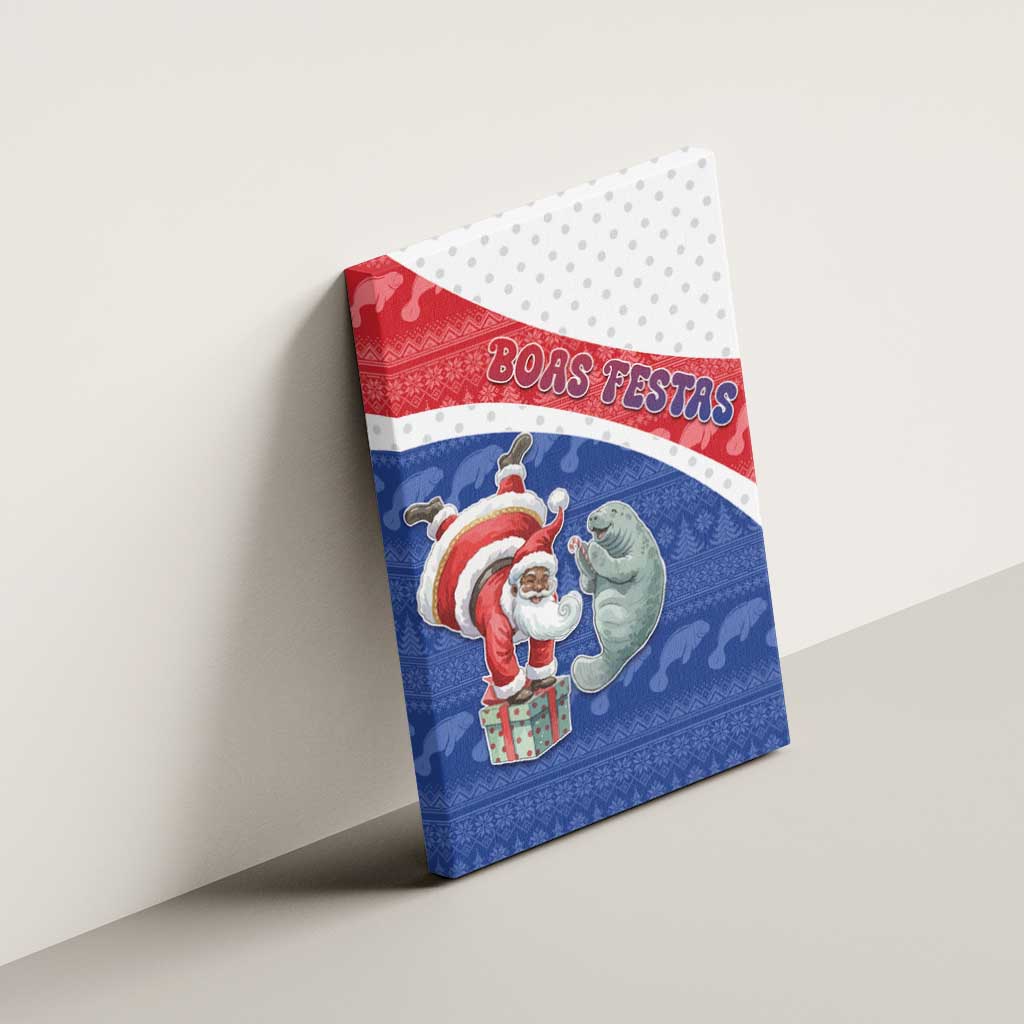 Cape Verde Christmas Canvas Wall Art Black Santa Clause With The Manatee - Wonder Print Shop
