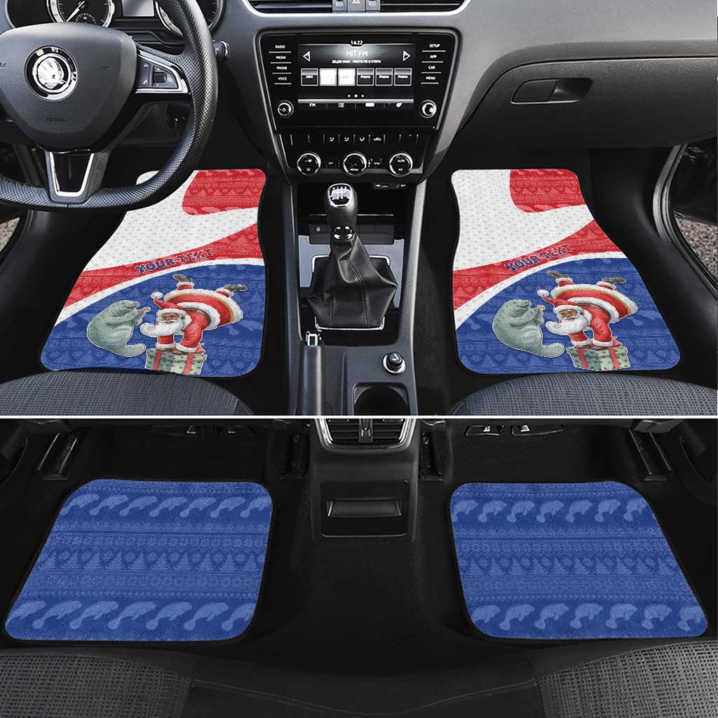 Personalized Cape Verde Christmas Car Mats Black Santa Clause With The Manatee - Wonder Print Shop