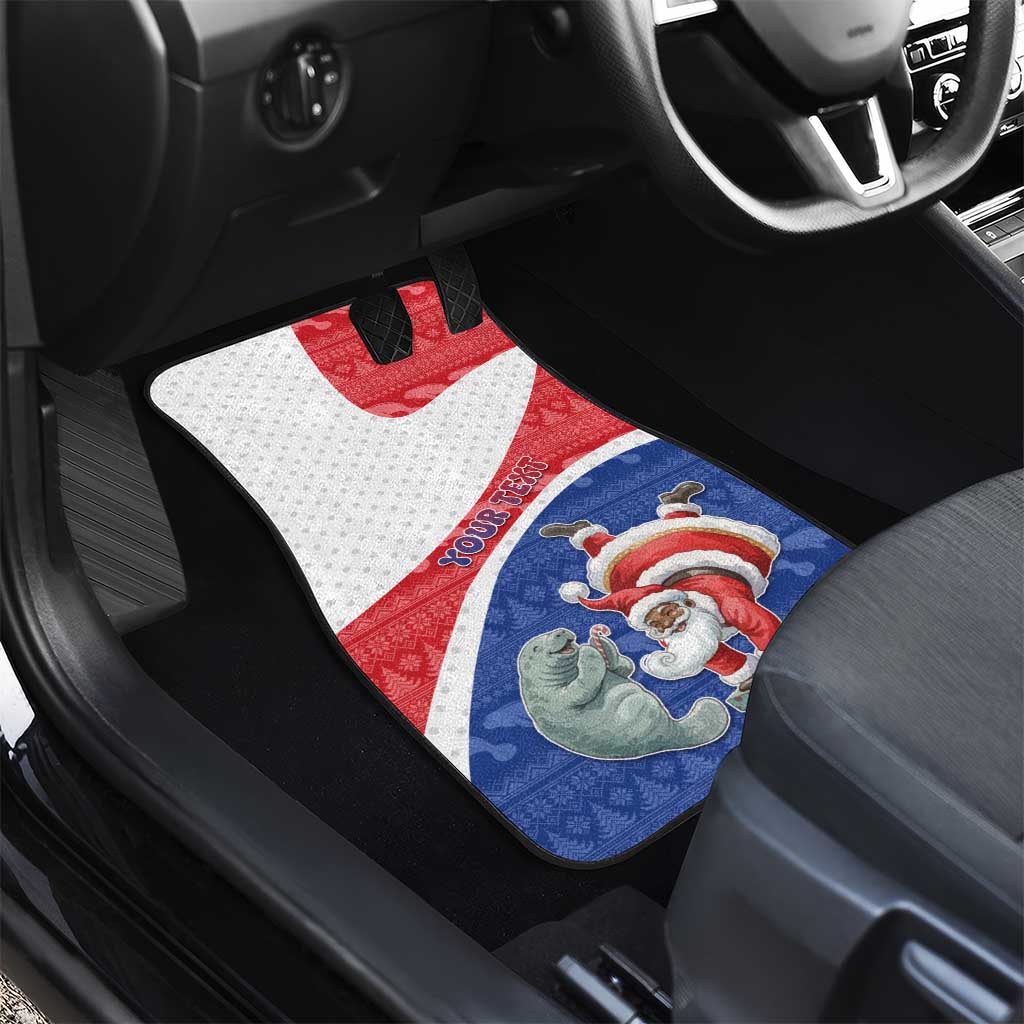 Personalized Cape Verde Christmas Car Mats Black Santa Clause With The Manatee - Wonder Print Shop