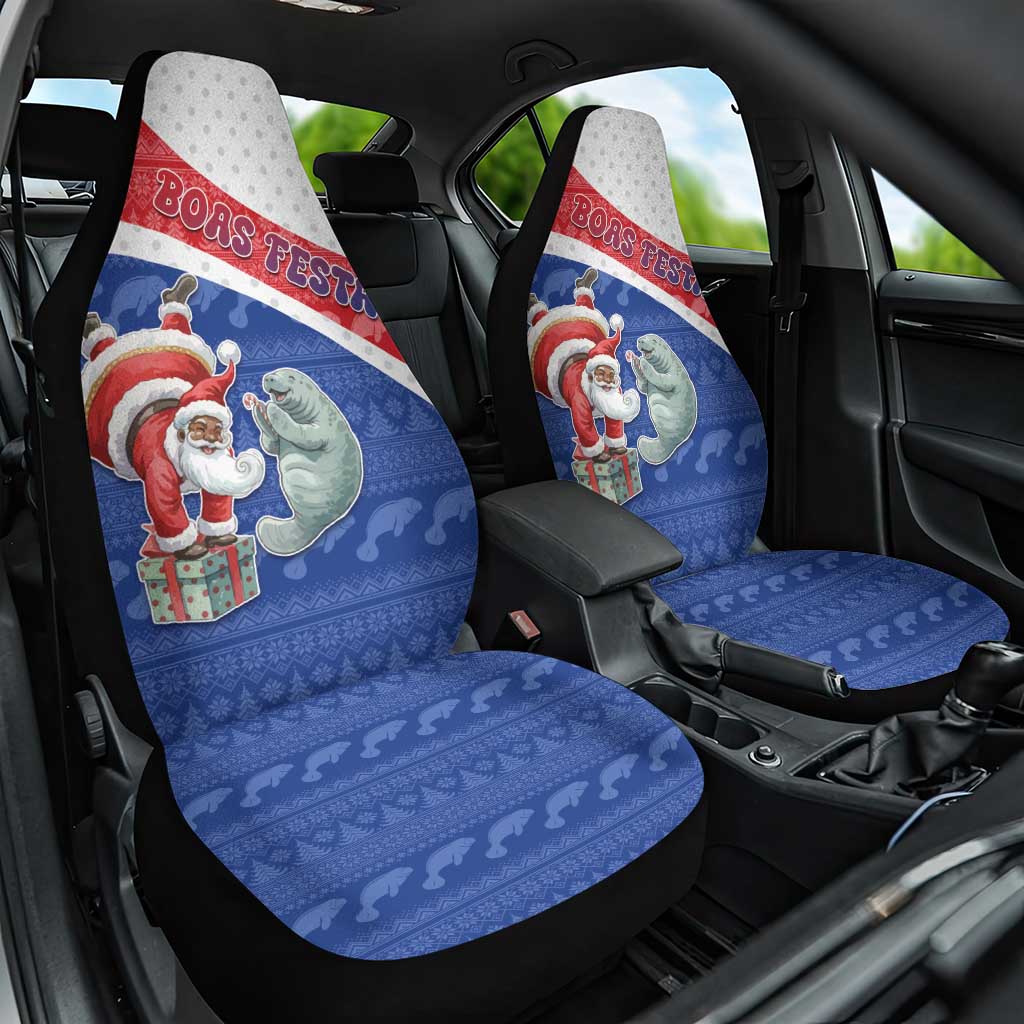 Cape Verde Christmas Car Seat Cover Black Santa Clause With The Manatee - Wonder Print Shop