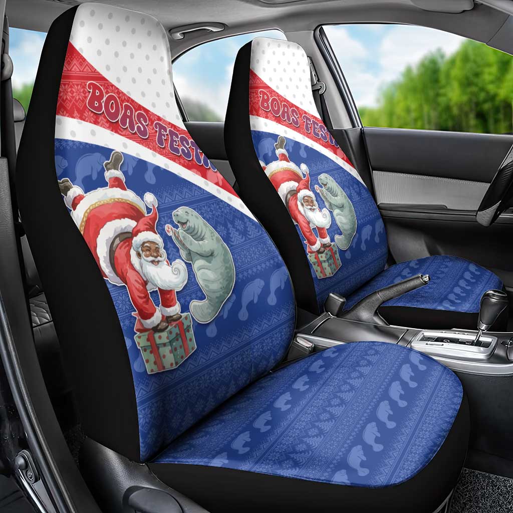 Cape Verde Christmas Car Seat Cover Black Santa Clause With The Manatee - Wonder Print Shop