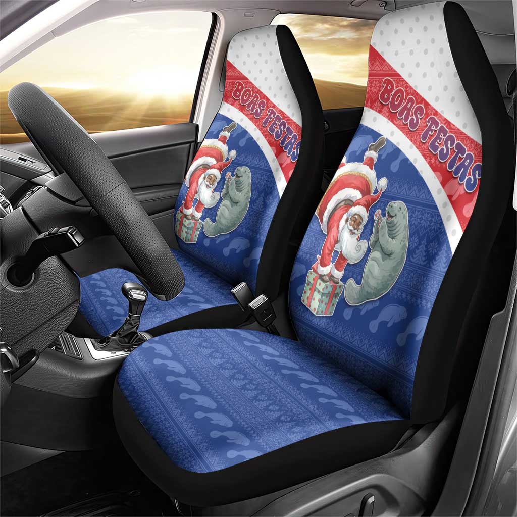 Cape Verde Christmas Car Seat Cover Black Santa Clause With The Manatee - Wonder Print Shop