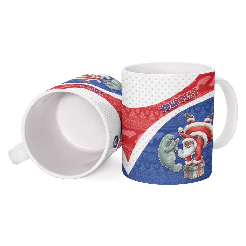 Personalized Cape Verde Christmas Ceramic Mug Black Santa Clause With The Manatee - Wonder Print Shop