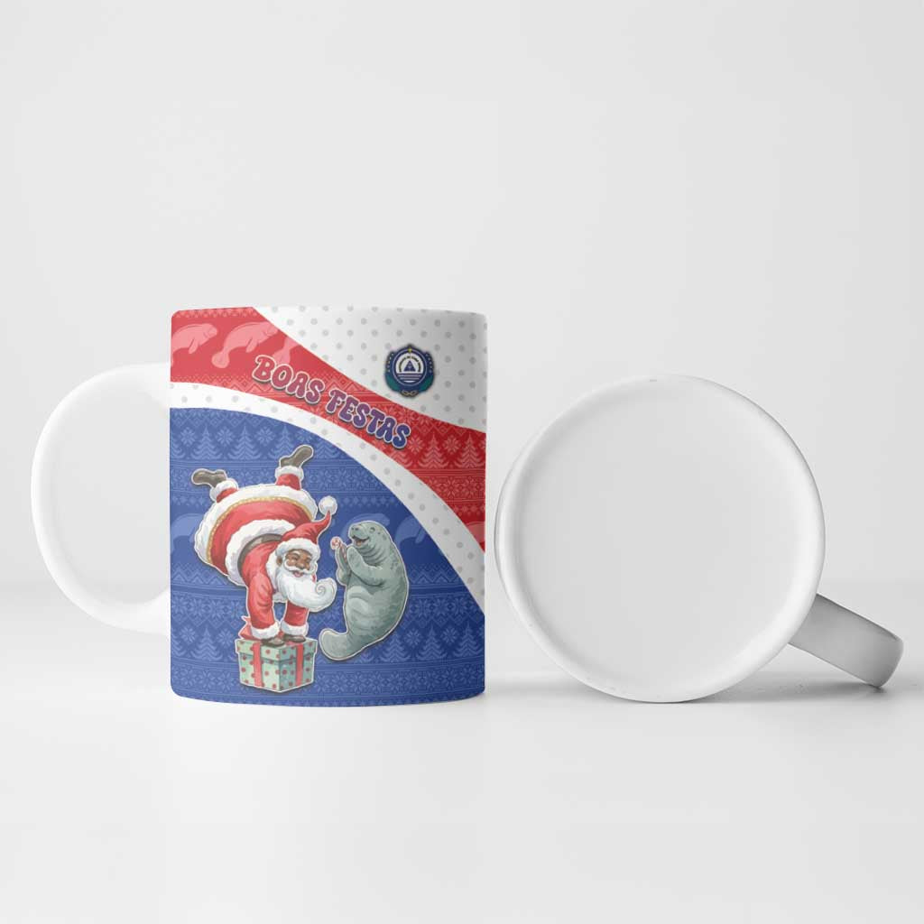 Personalized Cape Verde Christmas Ceramic Mug Black Santa Clause With The Manatee - Wonder Print Shop