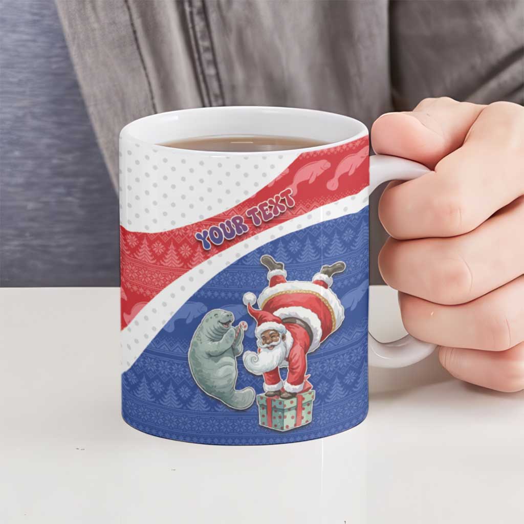 Personalized Cape Verde Christmas Ceramic Mug Black Santa Clause With The Manatee - Wonder Print Shop