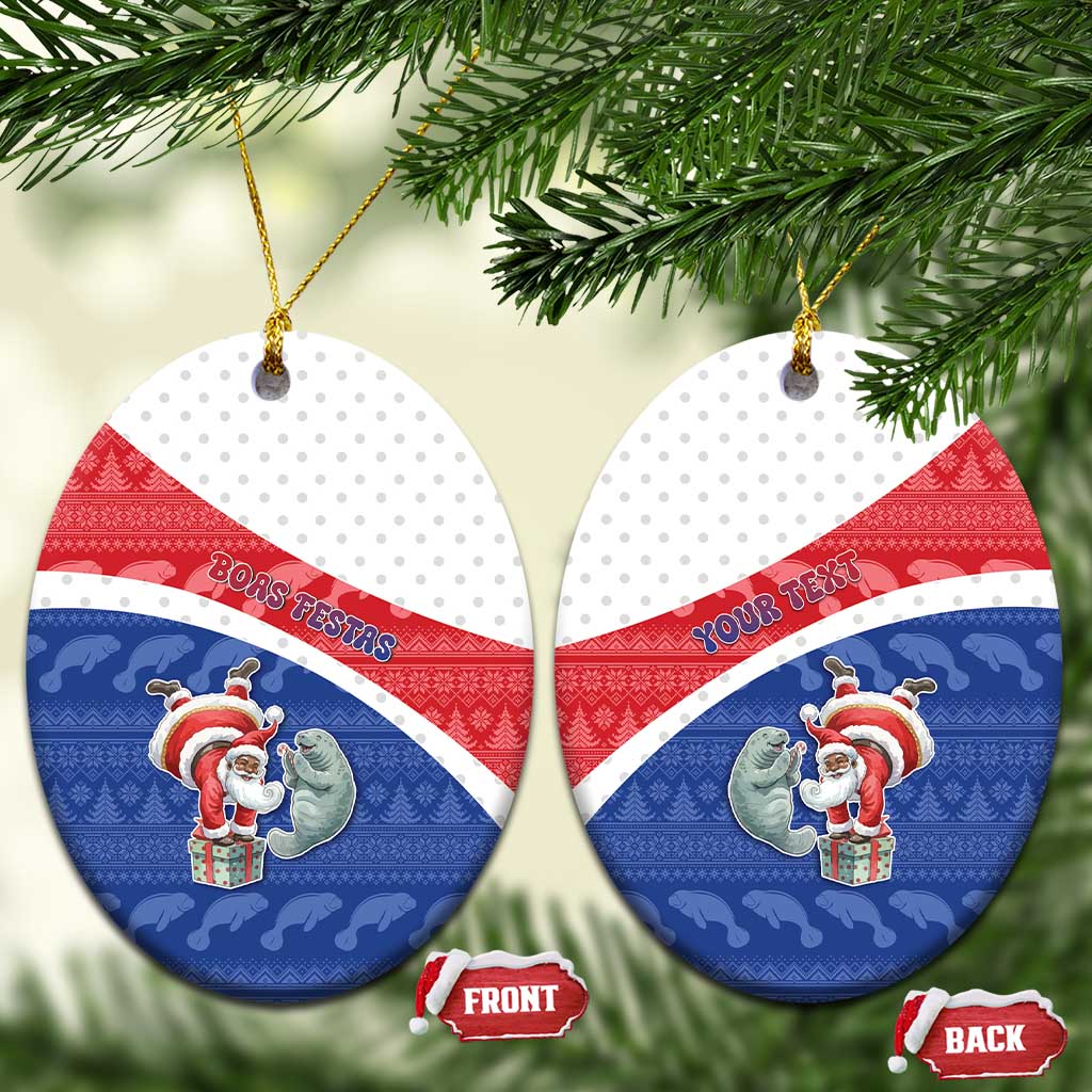 Personalized Cape Verde Christmas Ceramic Ornament The Santa Clause With The Manatee - Wonder Print Shop