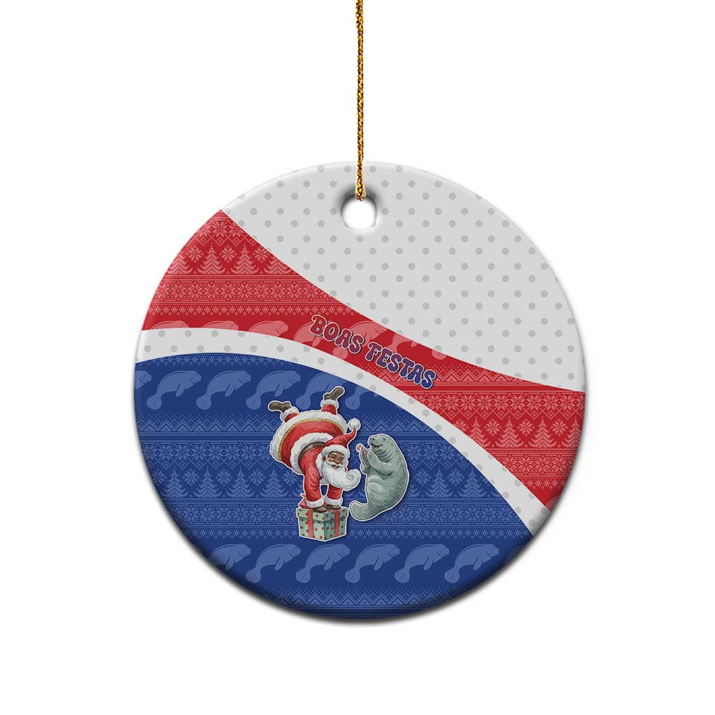Personalized Cape Verde Christmas Ceramic Ornament The Santa Clause With The Manatee - Wonder Print Shop