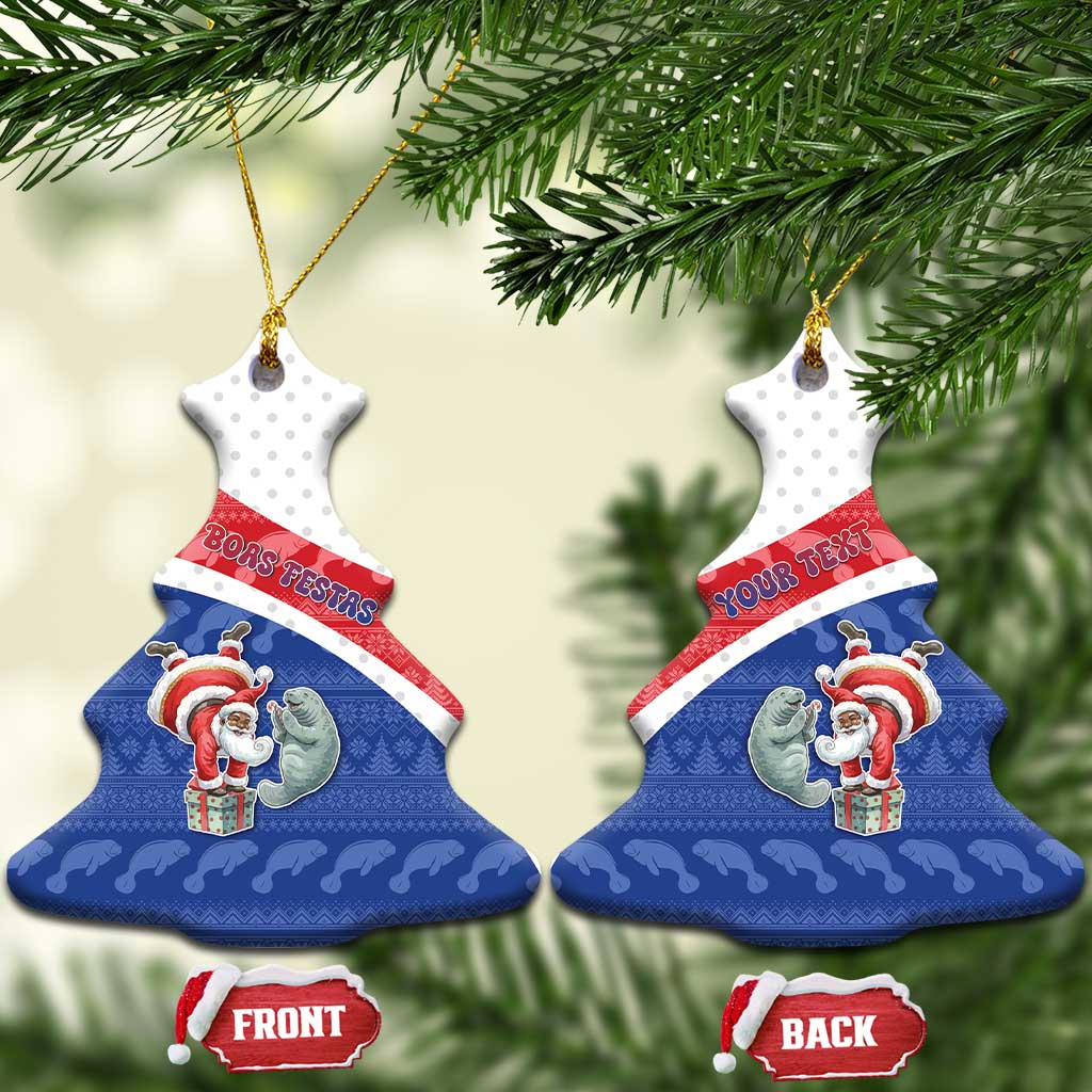 Personalized Cape Verde Christmas Ceramic Ornament The Santa Clause With The Manatee - Wonder Print Shop