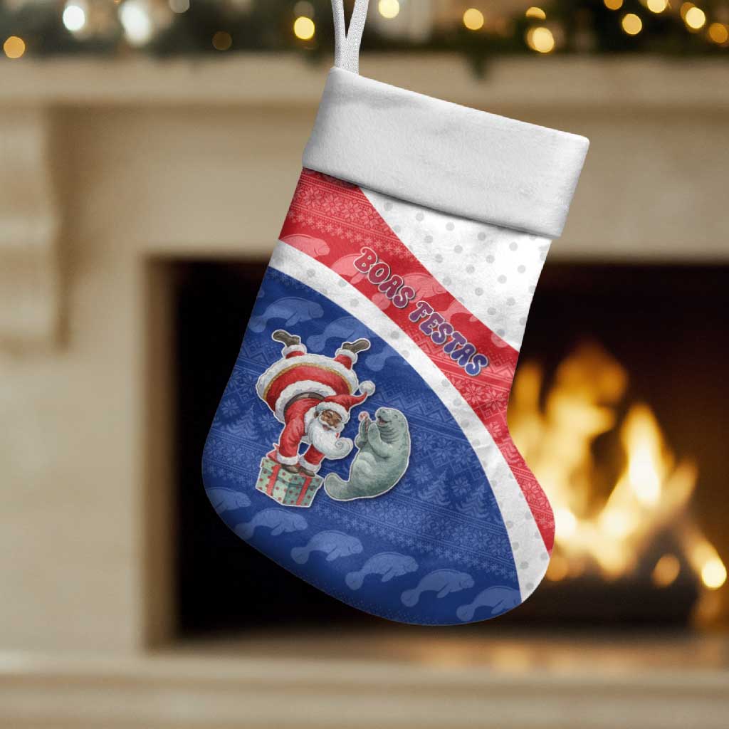 Personalized Cape Verde Christmas Stocking The Santa Clause With The Manatee - Wonder Print Shop