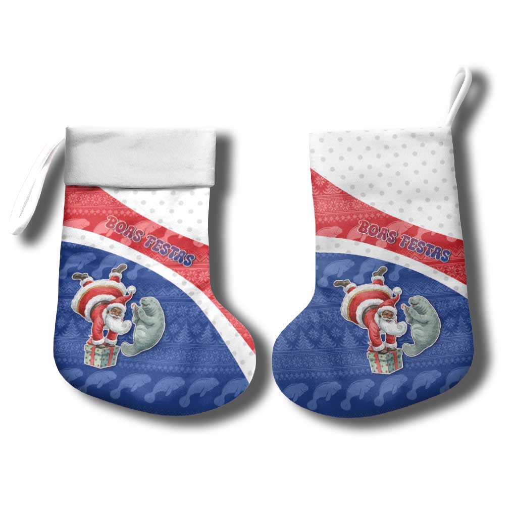 Personalized Cape Verde Christmas Stocking The Santa Clause With The Manatee - Wonder Print Shop