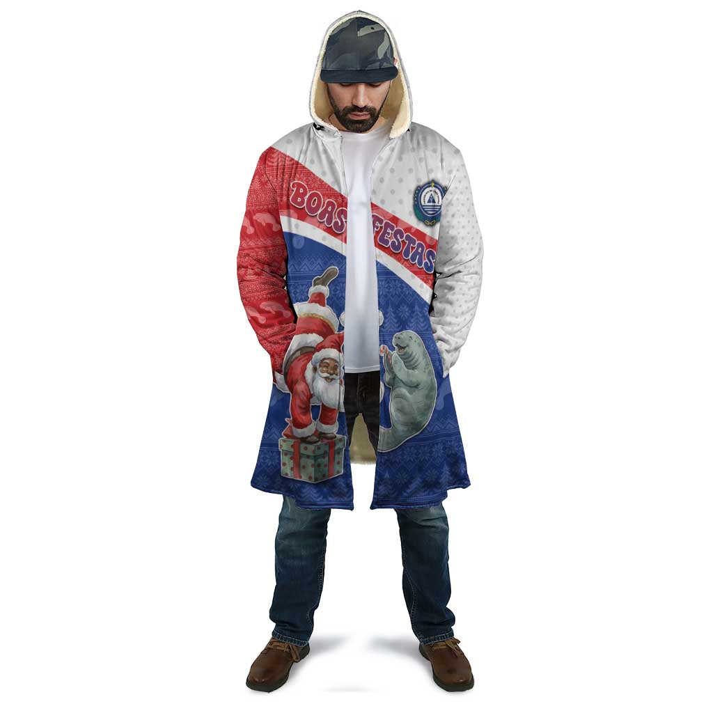 Personalized Cape Verde Christmas Cloak Black Santa Clause With The Manatee - Wonder Print Shop