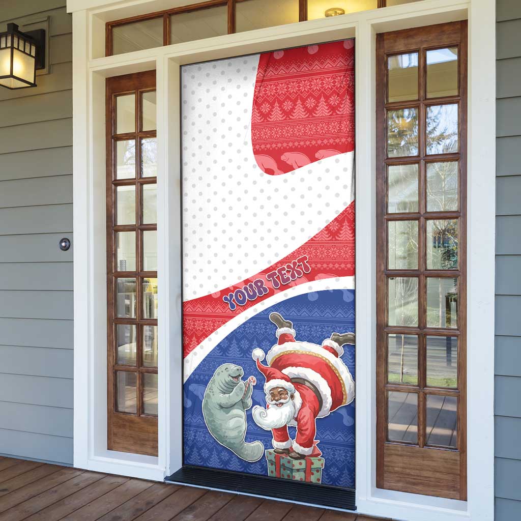 Personalized Cape Verde Christmas Door Cover Black Santa Clause With The Manatee - Wonder Print Shop