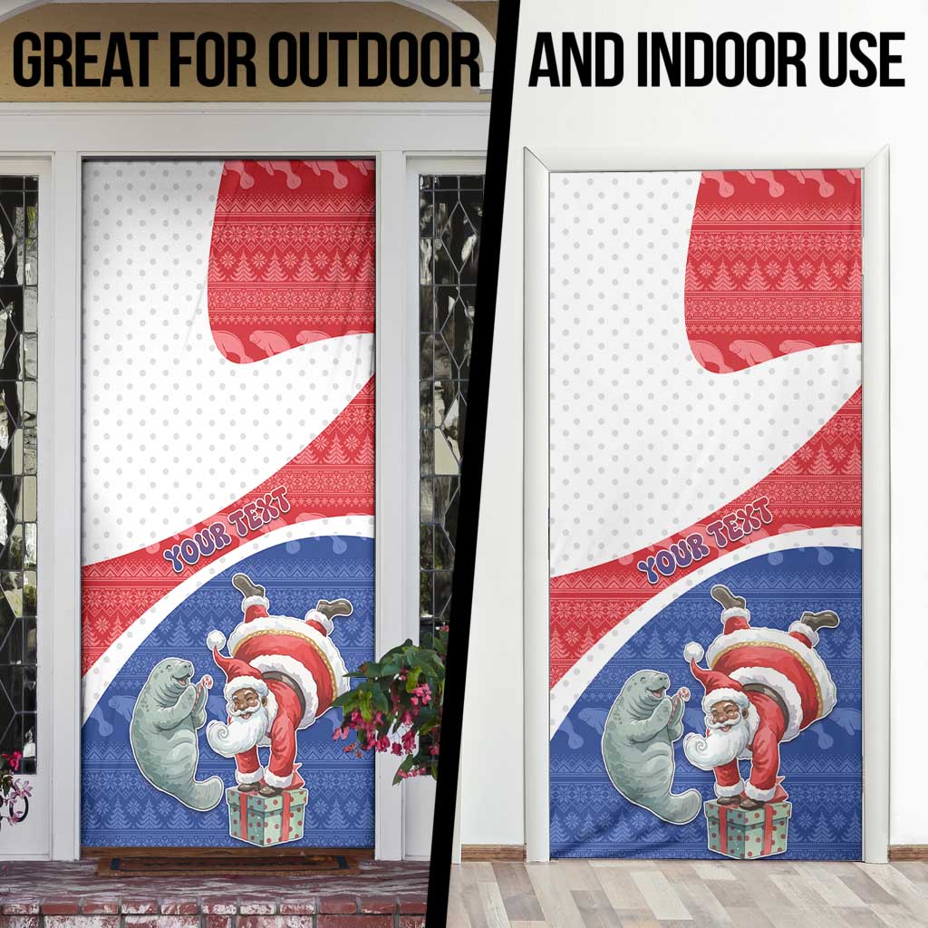 Personalized Cape Verde Christmas Door Cover Black Santa Clause With The Manatee - Wonder Print Shop