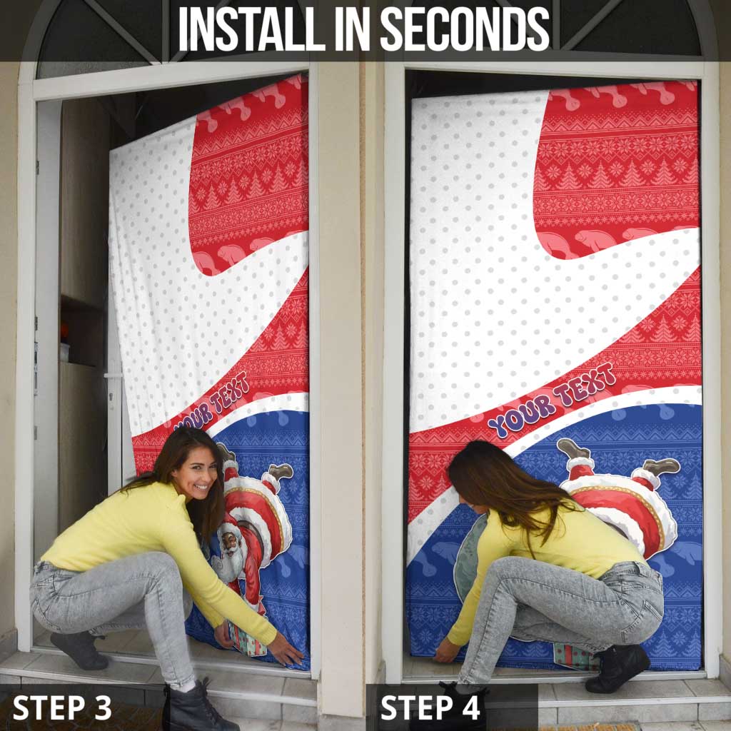 Personalized Cape Verde Christmas Door Cover Black Santa Clause With The Manatee - Wonder Print Shop