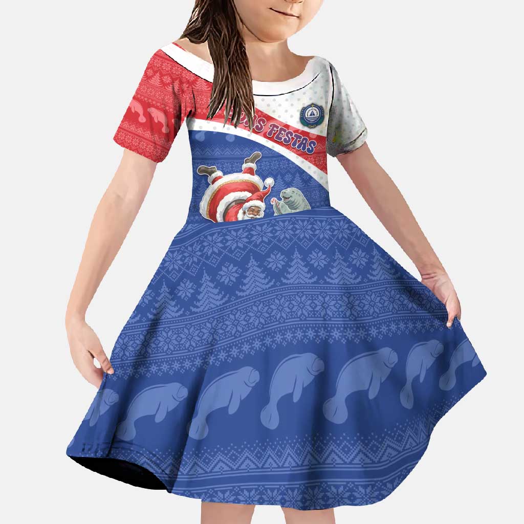 Personalized Cape Verde Christmas Family Matching Off Shoulder Maxi Dress and Hawaiian Shirt Black Santa Clause With The Manatee - Wonder Print Shop