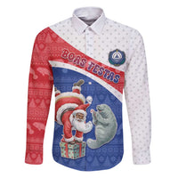 Personalized Cape Verde Christmas Family Matching Puletasi and Hawaiian Shirt Black Santa Clause With The Manatee - Wonder Print Shop