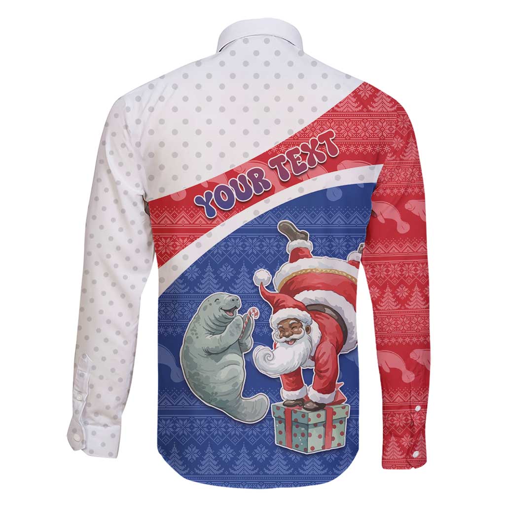 Personalized Cape Verde Christmas Family Matching Short Sleeve Bodycon Dress and Hawaiian Shirt Black Santa Clause With The Manatee - Wonder Print Shop