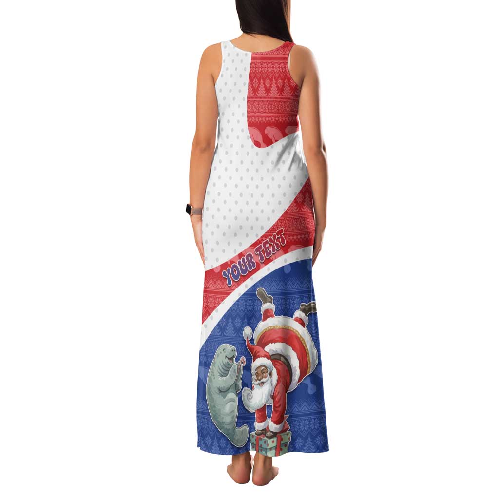 Personalized Cape Verde Christmas Family Matching Tank Maxi Dress and Hawaiian Shirt Black Santa Clause With The Manatee - Wonder Print Shop